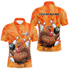 Maxcorners Custom Funny Thanksgiving Turkey Bowling Men Polo Shirts, Bowling League Shirt LM2608