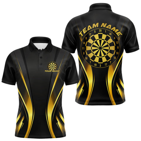 Maxcorners Custom Black And Gold Dartboard Dart Team Men Polo Shirt, Golden Dart Outfits MT0410