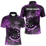Maxcorners Custom Purple Fire Flame Dart Wolf Men Polo Shirts, Dart League Shirt Team Jerseys MT1110