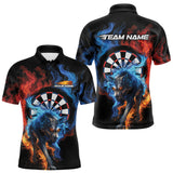 Maxcorners Custom Red And Blue Smoke Flame Wolf Dart Team Men Polo Shirts, Fire Dart Jerseys MT1110