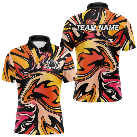 Maxcorners Custom Colorful Bowling Tournament Men Polo Shirt, Bowling League Shirt Team Jersey LM1005