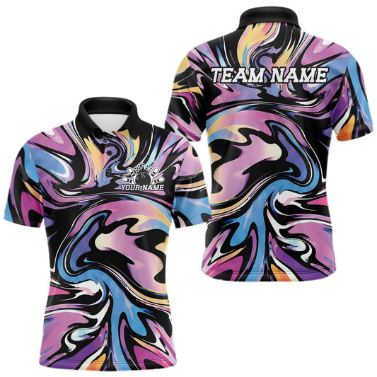 Maxcorners Custom Colorful Bowling Tournament Men Polo Shirt, Bowling League Shirt Team Jerseys Shirt LM1005