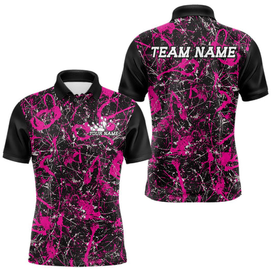 Maxcorners Green Custom Multi Color Splatter Camo Bowling League Team Shirts For Men, Women And Kid, Bowling Tournament Outfit
