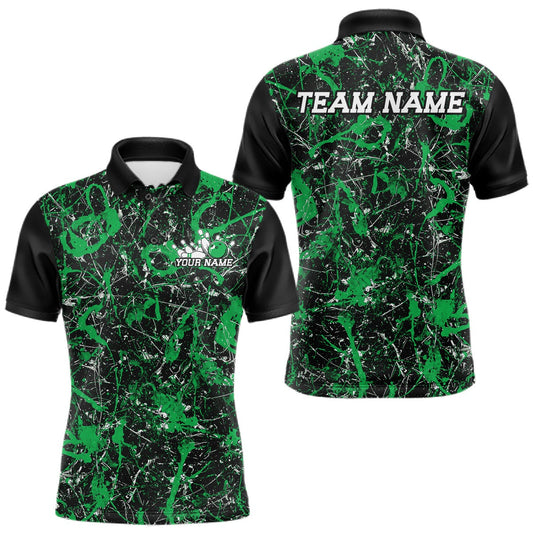 Maxcorners Blue Custom Multi Color Splatter Camo Bowling League Team Shirts For Men, Women And Kid, Bowling Tournament Outfit