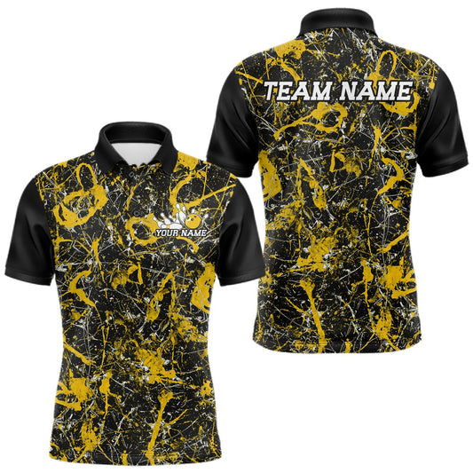 Maxcorners Orange Custom Multi Color Splatter Camo Bowling League Team Shirts For Men, Women And Kid, Bowling Tournament Outfit