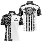 Maxcorners Custom Gray Military Camo Patriotic Dart Men Polo Shirts, US Flag Dart Team Shirt LM0210