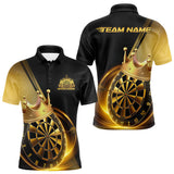 Maxcorners Custom Black And Gold Dartboard With Crown Dart Team Men Polo Shirts, Dart Jerseys LM0910