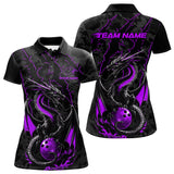 Maxcorners Custom Gray And Purple Camo Dragon Claws Bowling Men Polo Shirts, Team Bowling Jerseys MT1309