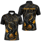 Maxcorners Custom Gray And Yellow Camo Dragon Claws Bowling Men Polo Shirts, Team Bowling Jerseys MT1309
