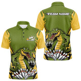 Maxcorners Custom Funny Alligator Bowling Polo Shirt For Men, Alligator Bowling Team League Shirt TU2309