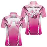 Maxcorners Custom Pink Bowling Team Jerseys, Bowling Uniform Bowling League Polo Shirts For Men LM2509
