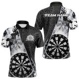 Maxcorners Custom Black And White Dartboard Camo Smoke Dart Team Men Polo Shirts, Dart Jerseys MT0410