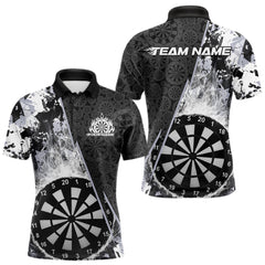 Maxcorners Custom Black And White Dartboard Camo Smoke Dart Team Men Polo Shirts, Dart Jerseys MT0410