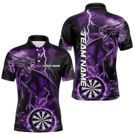 Maxcorners Custom Purple Lightning Dragon Darts Men Polo Shirts, Dragon Darts Team Jersey IPHW10385 LM0901