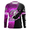 Maxcorners Bass Fishing tattoo pink galaxy black Custom name performance UV protection long sleeve fishing shirts LM0201