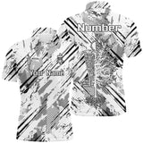 Maxcorners Black and white abstract line halftone pattern Mens disc golf polo shirts custom disc golf shirt MT0510