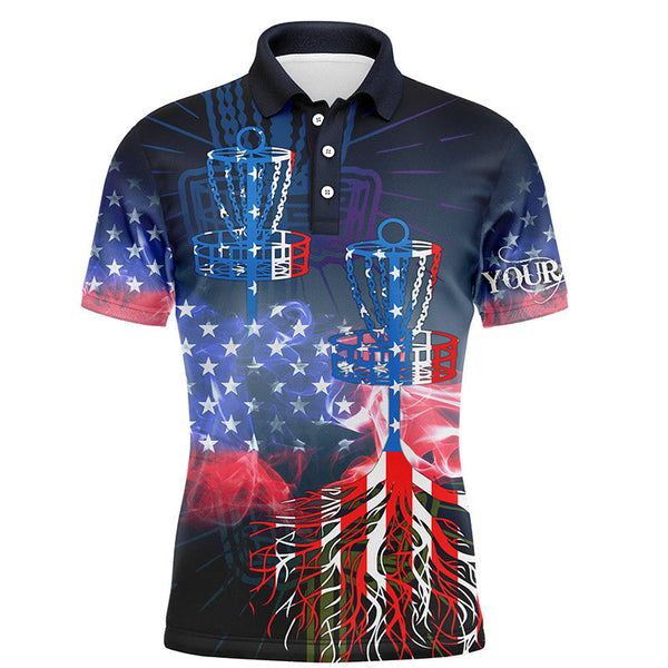 Maxcorners Mens disc golf polo shirt custom name American flag disc golf , personalized disc golf shirts MT0510