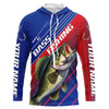 Maxcorners Custom Bass Fishing Long Sleeve Tournament Shirts, Red White And Blue Colors Bass Fishing Jerseys LM0201