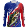 Maxcorners Custom Bass Fishing Long Sleeve Tournament Shirts, Red White And Blue Colors Bass Fishing Jerseys LM0201