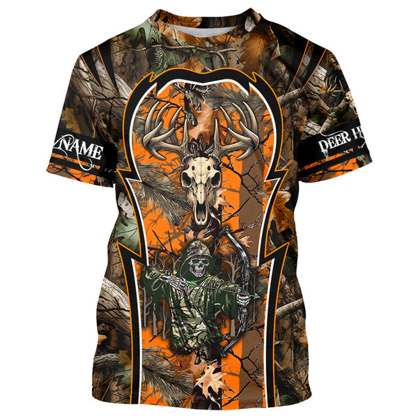 Maxcorners Deer Hunting orange camo Custom Name 3D All over print shirts, personalized deer hunting apparel LM2608
