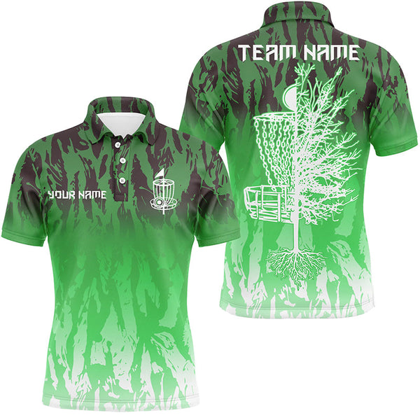 Maxcorners Disc golf basket green camo Men disc golf polo shirts custom disc golf jerseys team shirts for men MT0510