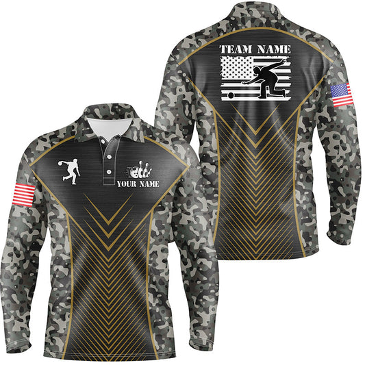 Maxcorners Green Camo American Flag Customized Name And Team Name 3D Shirt
