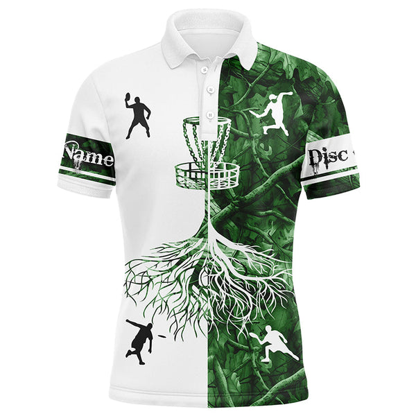 Maxcorners Mens disc golf polo shirts green camo custom name disc golf team shirt, disc golf gifts MT0510