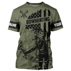 Maxcorners Bow hunter Deer Hunting American flag Custom 3D All over printed Shirts, Bowhunting shirt for hunter LM2608