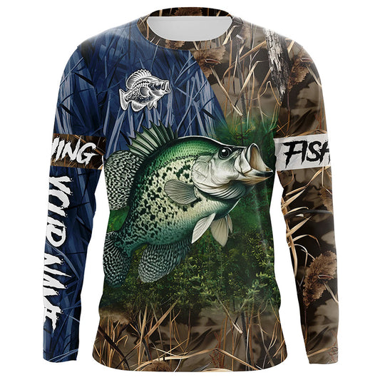 Maxcorners Crappie Fishing camo Customize 3D fishing UV protection long sleeves fishing shirt for men LM0201