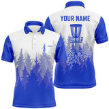 Maxcorners Disc golf hole in the woods Men polo shirts custom name disc golf polo shirts for men | Blue MT0510