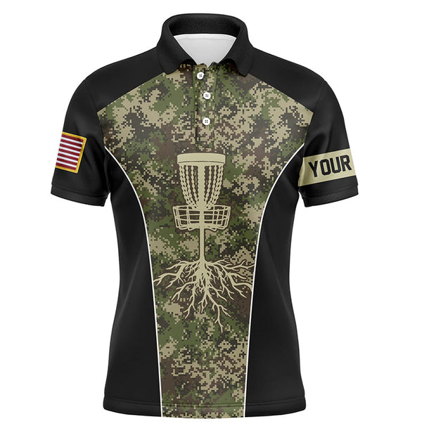 Maxcorners Mens disc golf polo shirts custom Disc Golf Basket Tree Camouflage, personalized disc golf gifts MT0510
