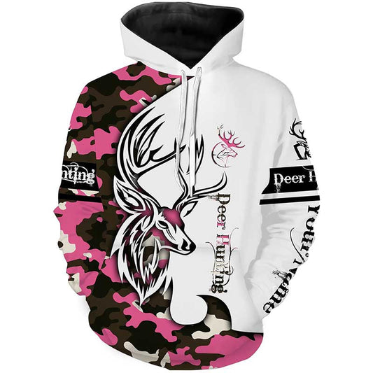 Maxcorners Deer hunting tattoos pink camo custom name all over print hunting Shirts - Hunting gifts LM2608
