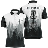 Maxcorners Disc golf hole in the woods Men polo shirts custom name disc golf polo shirts for men | Black MT0510