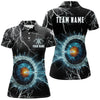 Maxcorners Personalized Archery Mode On Thunder Lightning Blue Men Polo Shirts, 3D Target Archery Jerseys