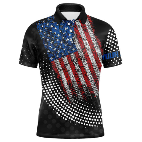 Maxcorners Personalized golf polo shirts for Men Vintage American Flag Custom patriotic golf tops for mens