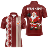 Maxcorners Retro Red argyle pattern Christmas Santa Bowling shirts For Men custom bowling team jerseys Outfits MT0111