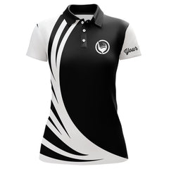 Maxcorners Mens polo golf shirts custom name black and white golf shirt, team golf shirts mens