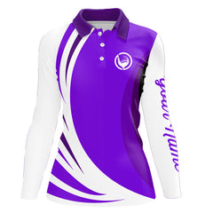 Maxcorners Mens polo golf shirts custom name purple and white golf shirt, team golf shirts mens
