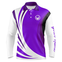 Maxcorners Mens polo golf shirts custom name purple and white golf shirt, team golf shirts mens