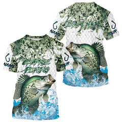 Maxcorners Crappie fishing green scales UV protection custom hooded sun shirt, Crappie fishing jerseys LM0607