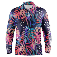 Maxcorners Golf Colorful Tropical Plants And Palm Customized Name 3D Polo Shirt Unisex