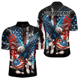 Maxcorners Personalized American Flag Eagle Lightning Thunder Bowling Team Shirt For Men, Patriotic Bowling Gift LM0910