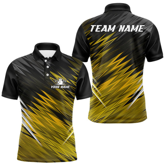 Maxcorners Yellow and Black Bowling Shirts For Men Custom Name and Team name Bowling Jerseys Bowlers Outfit LM2603