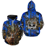Maxcorners Deer Hunting big game blue camo Grim Reaper Custom Name 3D All over print shirts gifts for Hunters LM2608