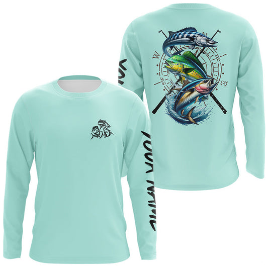 Maxcorners Personalized offshore Fishing jerseys, Mahi mahi, Wahoo, Tuna tournament fishing shirts | Light Green LM1112