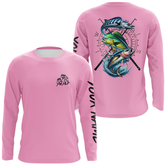 Maxcorners Personalized offshore Fishing jerseys, Mahi mahi, Wahoo, Tuna tournament fishing shirts | Light Pink LM1112