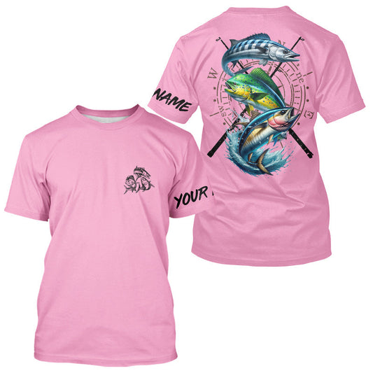 Maxcorners Personalized offshore Fishing jerseys, Mahi mahi, Wahoo, Tuna tournament fishing shirts | Light Pink LM1112