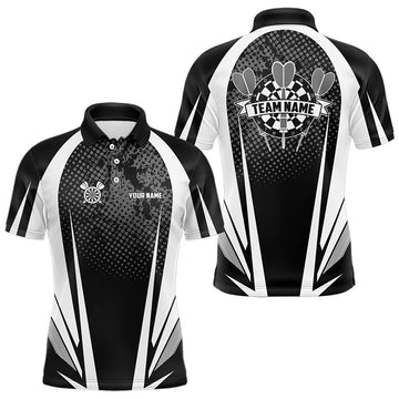 Maxcorners Personalized Black And White Darts Shirts For Men Custom Darts Team Jerseys