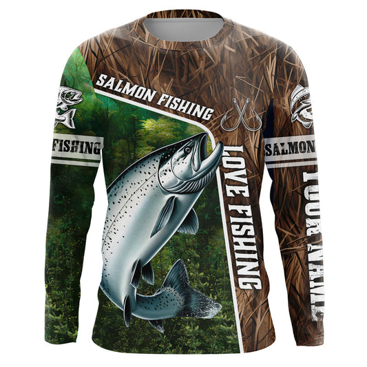 Maxcorners Personalized Chinook Salmon Fishing Shirts, Love Fishing Camo fish on 3D All Over Printed Shirts
 LM0201