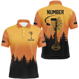 Maxcorners Black & orange Mens Disc golf polo shirts custom number disc golf jerseys, team disc golf attire MT0510